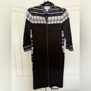 Signature Black & Purple Plaid Sheath Dress by Joseph Ribkoff Size 12